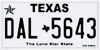 TX license plate DAL5643