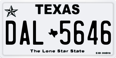 TX license plate DAL5646