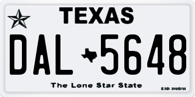 TX license plate DAL5648