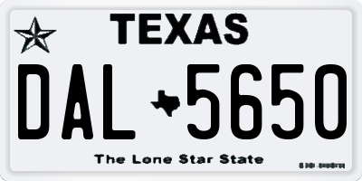 TX license plate DAL5650