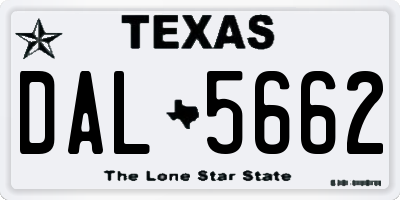 TX license plate DAL5662