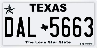 TX license plate DAL5663