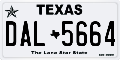 TX license plate DAL5664