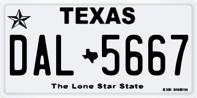TX license plate DAL5667