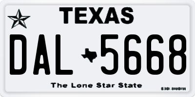 TX license plate DAL5668