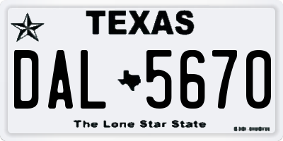 TX license plate DAL5670