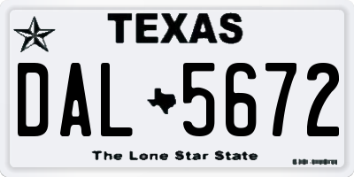 TX license plate DAL5672