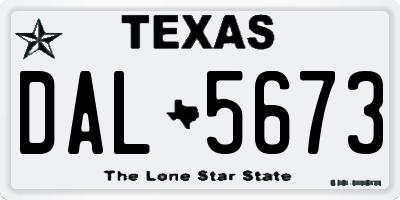 TX license plate DAL5673
