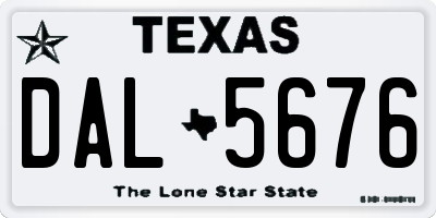 TX license plate DAL5676