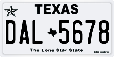 TX license plate DAL5678