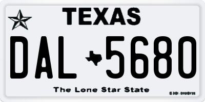 TX license plate DAL5680