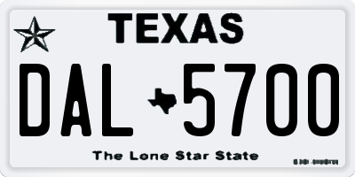 TX license plate DAL5700