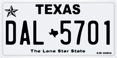 TX license plate DAL5701