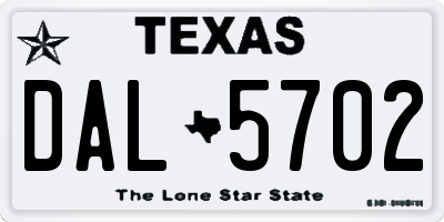 TX license plate DAL5702