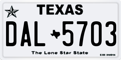 TX license plate DAL5703
