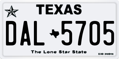 TX license plate DAL5705