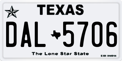 TX license plate DAL5706