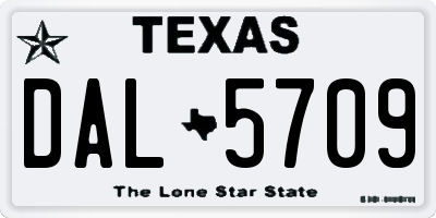 TX license plate DAL5709