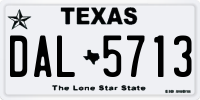 TX license plate DAL5713
