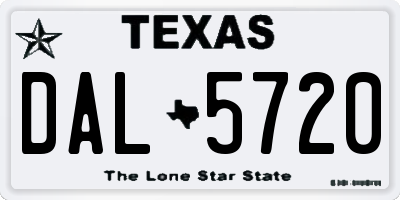 TX license plate DAL5720