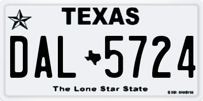 TX license plate DAL5724