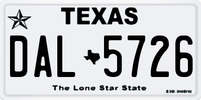 TX license plate DAL5726