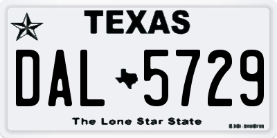 TX license plate DAL5729