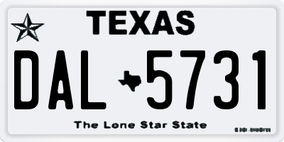 TX license plate DAL5731