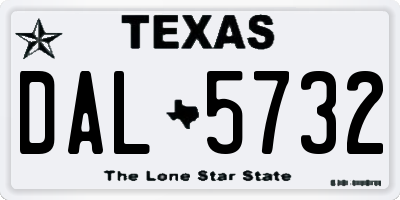 TX license plate DAL5732