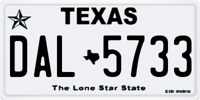 TX license plate DAL5733