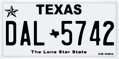TX license plate DAL5742