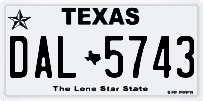 TX license plate DAL5743