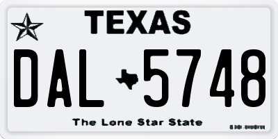 TX license plate DAL5748