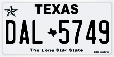 TX license plate DAL5749