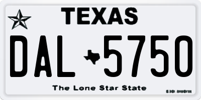 TX license plate DAL5750
