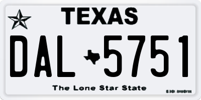 TX license plate DAL5751