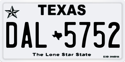TX license plate DAL5752