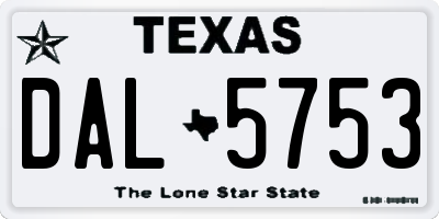 TX license plate DAL5753