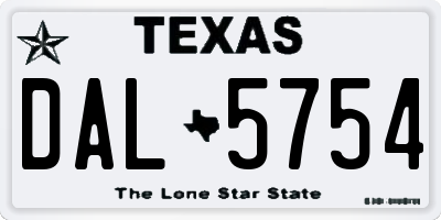 TX license plate DAL5754