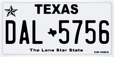 TX license plate DAL5756