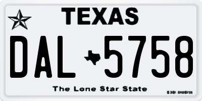 TX license plate DAL5758