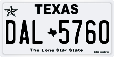 TX license plate DAL5760