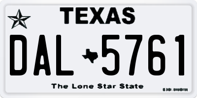 TX license plate DAL5761