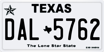 TX license plate DAL5762