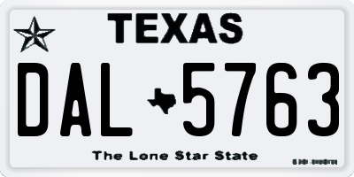 TX license plate DAL5763
