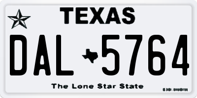 TX license plate DAL5764