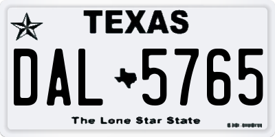 TX license plate DAL5765