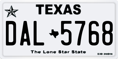 TX license plate DAL5768