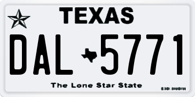 TX license plate DAL5771