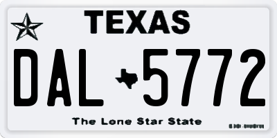 TX license plate DAL5772